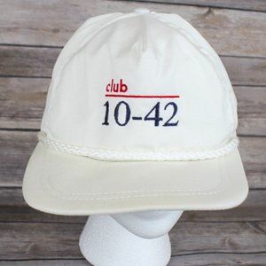 CLUB 10-42 TRUCKER WHITE CAP HAT VINTAGE ROPE STYLE ADJUSTABLE BACK FRONT LOGO